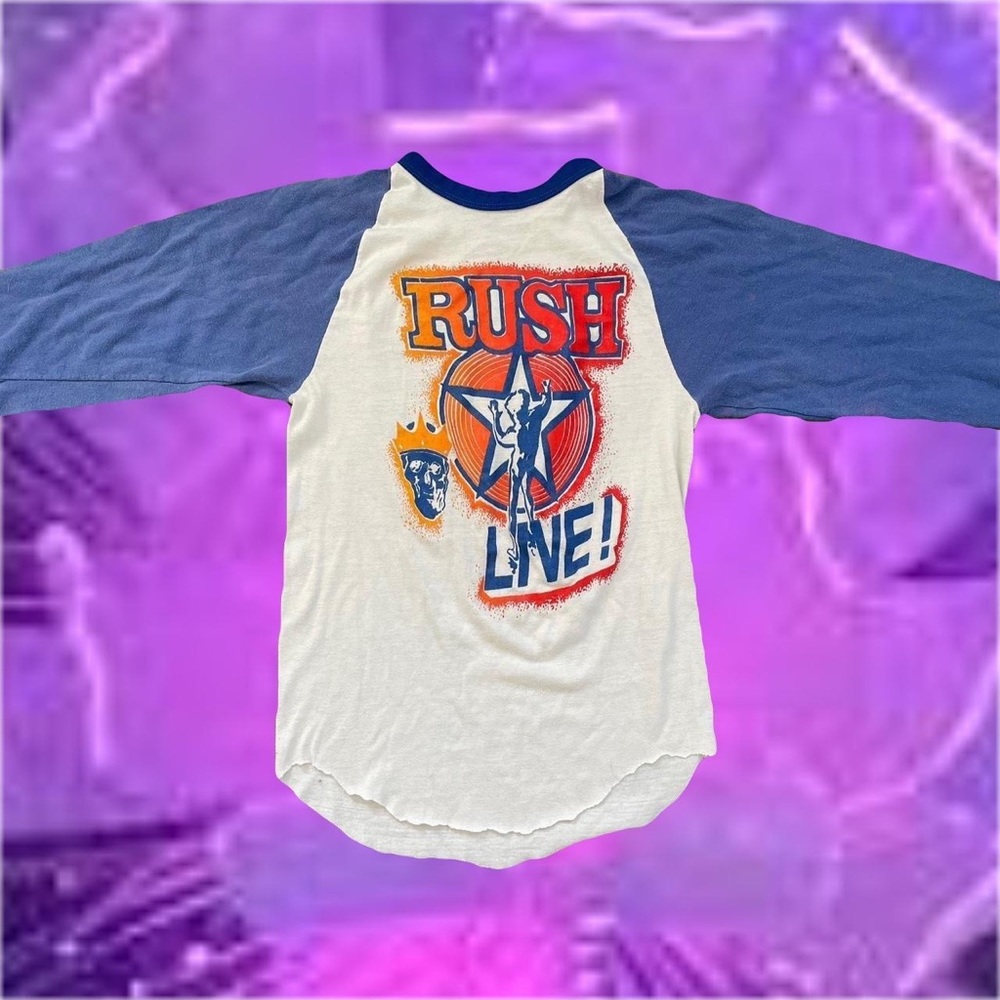 🥁✨ Vintage RUSH raglan tee with paint embellishment